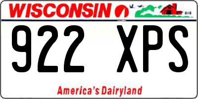 WI license plate 922XPS