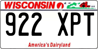 WI license plate 922XPT