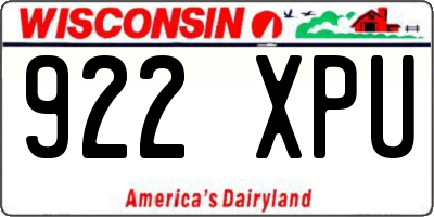 WI license plate 922XPU