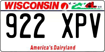 WI license plate 922XPV