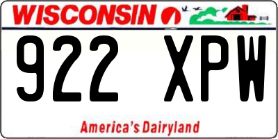 WI license plate 922XPW