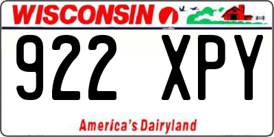 WI license plate 922XPY