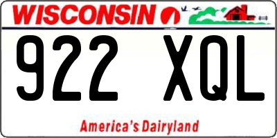 WI license plate 922XQL