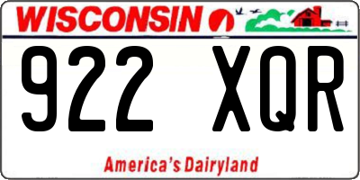 WI license plate 922XQR