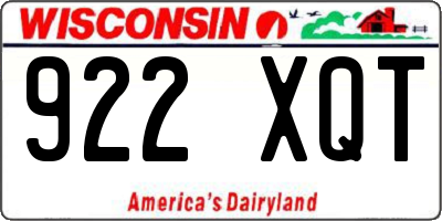 WI license plate 922XQT