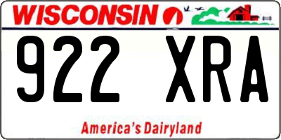 WI license plate 922XRA
