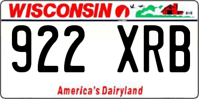 WI license plate 922XRB