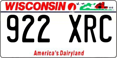 WI license plate 922XRC
