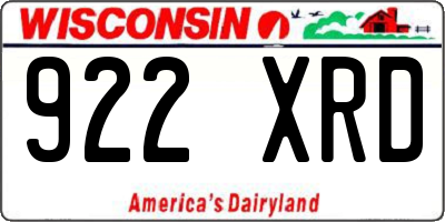 WI license plate 922XRD