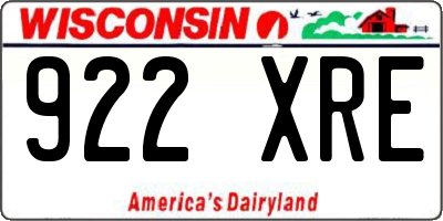WI license plate 922XRE