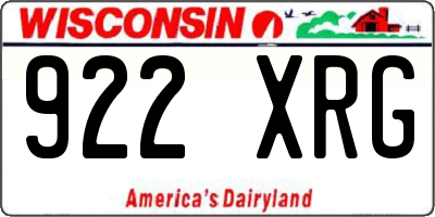WI license plate 922XRG