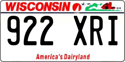 WI license plate 922XRI