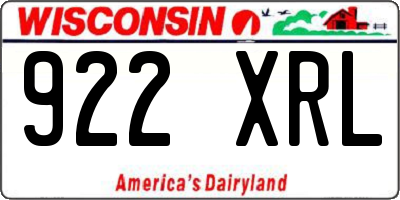 WI license plate 922XRL
