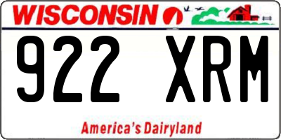 WI license plate 922XRM