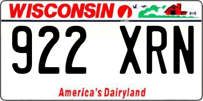 WI license plate 922XRN