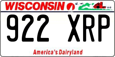 WI license plate 922XRP