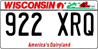 WI license plate 922XRQ