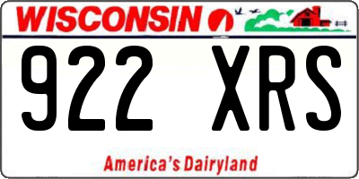 WI license plate 922XRS