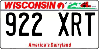 WI license plate 922XRT