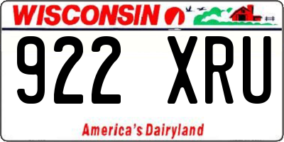WI license plate 922XRU