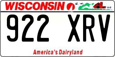 WI license plate 922XRV