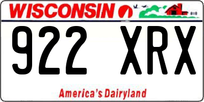 WI license plate 922XRX