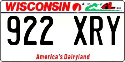WI license plate 922XRY