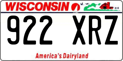WI license plate 922XRZ