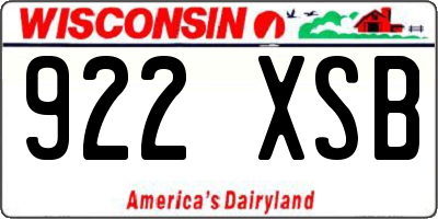 WI license plate 922XSB