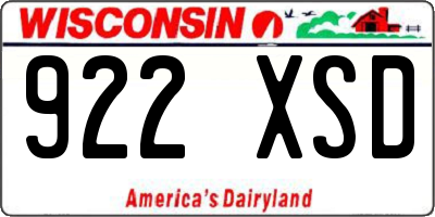 WI license plate 922XSD