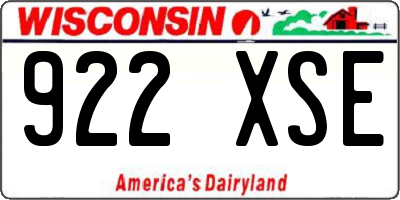 WI license plate 922XSE