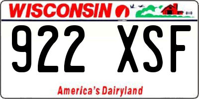 WI license plate 922XSF