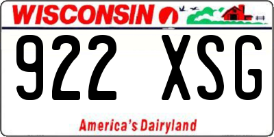 WI license plate 922XSG