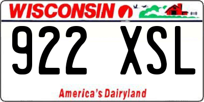 WI license plate 922XSL