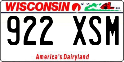 WI license plate 922XSM