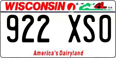 WI license plate 922XSO