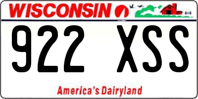 WI license plate 922XSS