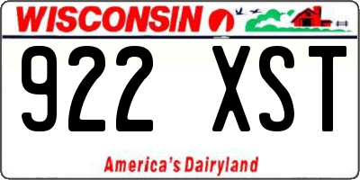 WI license plate 922XST