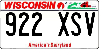 WI license plate 922XSV