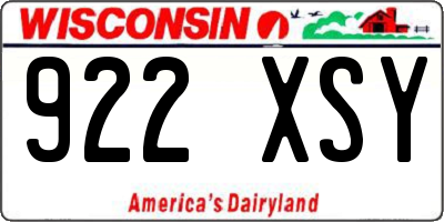 WI license plate 922XSY