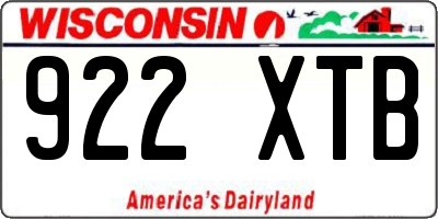WI license plate 922XTB