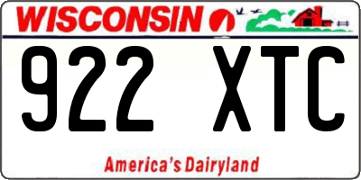 WI license plate 922XTC