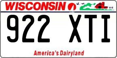 WI license plate 922XTI