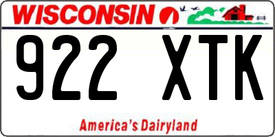 WI license plate 922XTK