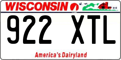 WI license plate 922XTL