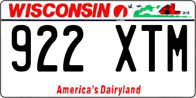 WI license plate 922XTM