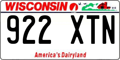 WI license plate 922XTN
