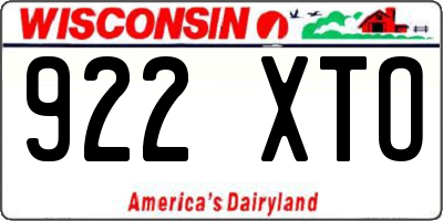 WI license plate 922XTO