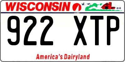 WI license plate 922XTP