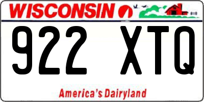 WI license plate 922XTQ
